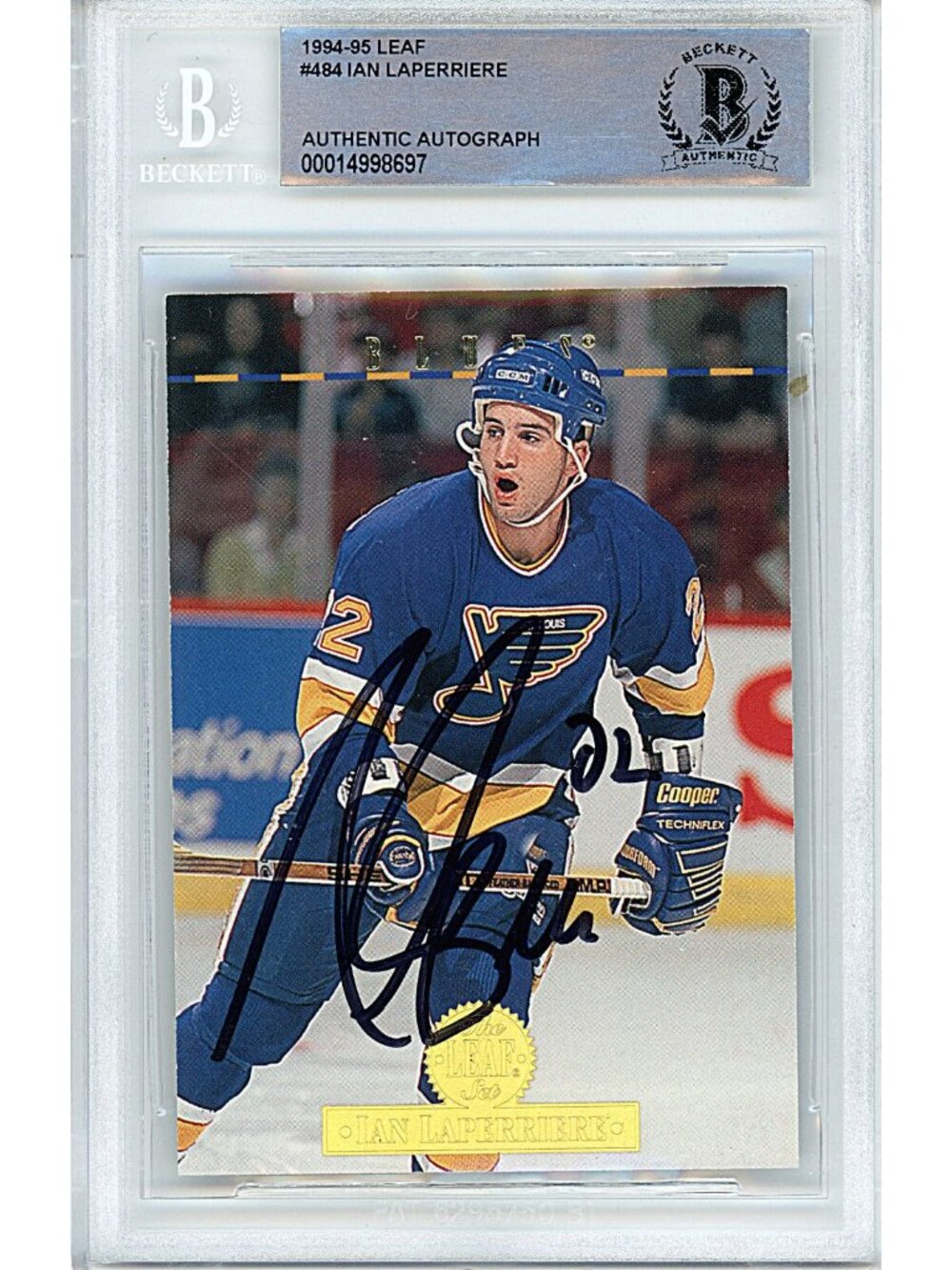 Ian Laperriere Signed 1994-95 Leaf Hockey Card Beckett St Louis Blues Autograph